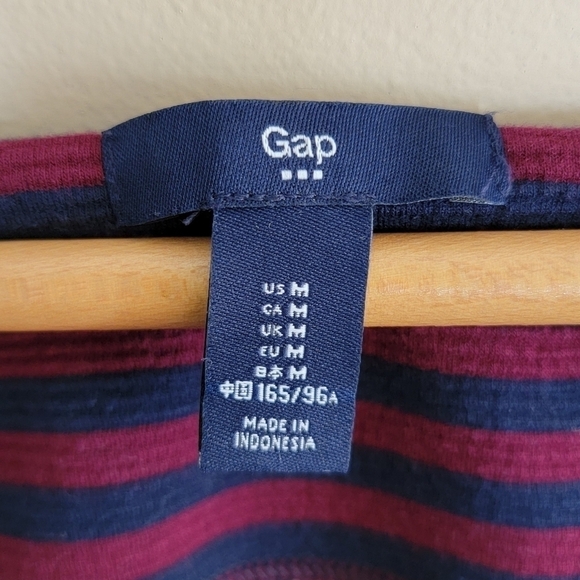 Gap Factory | Maroon & Navy Striped Shift Dress Size Medium - Picture 2 of 4